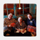 Aangepast 2 zijdelings-fotoscript voor witte kerst keramisch ornament (Achterkant)