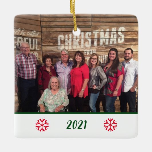 Aangepast 2-zijdig fotosnowflake kerstmis keramisch ornament (Voorkant)