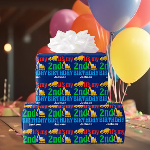 Aangepast 2e verjaardag van het bouwvoertuig voor  cadeaupapier