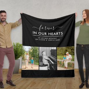 Aangepast 3-foto wit in het liefdevolle geheugen z fleece deken