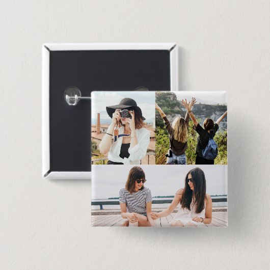 Aangepast 3 Fotocollage Button (Voorkant /achterkant)