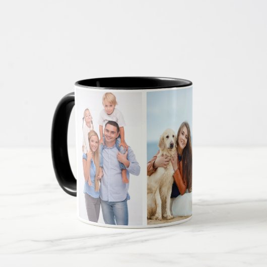 Aangepast 3-fotocombinatiemogelijkheden - zwart-wi mok (Voorkant links)