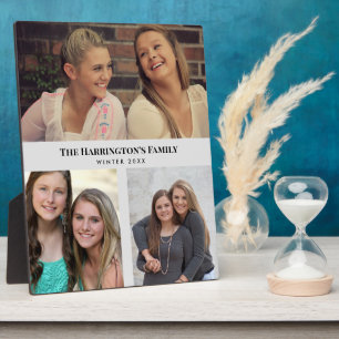 Aangepast 3 Secties Familie Foto's Collage Gray Li Fotoplaat