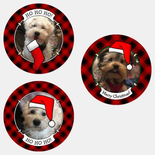 Aangepast 3 Sjabloon kerstrood met foto-Lijst Labels (Groep)