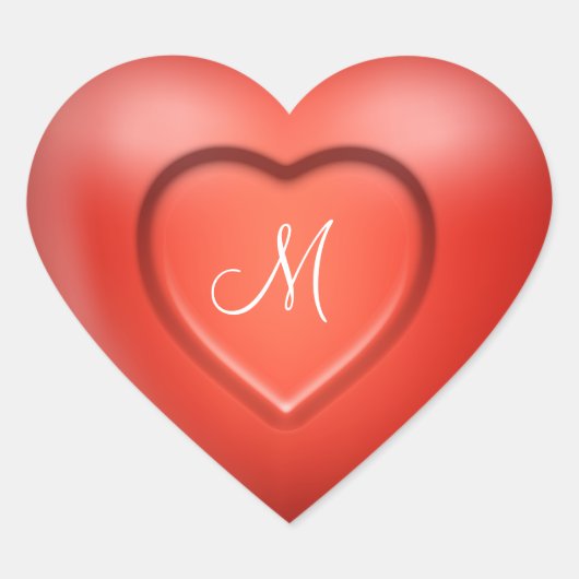 Aangepast 3D-monogram Hart Sticker (Voorkant)