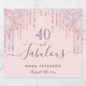 Aangepast 40 fantastisch verjaardagsgoud roos glit sparkling wijnetiket (Enkel label)