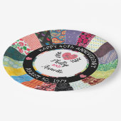 Aangepast 40e Jubileum, patchwork-kwilt Papieren Bordje (Gekanteld)