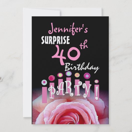 Aangepast 40e URPRISE Birthday Party-uitnodiging Kaart (Voorkant)
