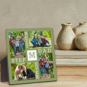 Aangepast 4 Foto Collage Best Stepdad Ever Green Fotoplaat