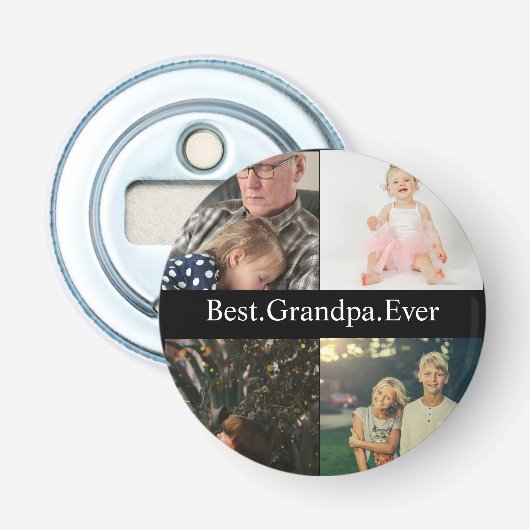 Aangepast 4 Foto collage Beste opa ooit Button Flesopener (Voorkant)