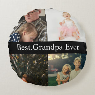 Aangepast 4 Foto collage Beste opa ooit Rond Kussen