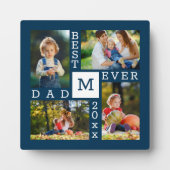 Aangepast 4 Foto collage Beste pap ooit donkerblau Fotoplaat (Voorkant)