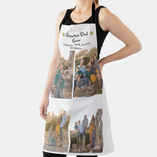 Aangepast 4 Foto groot pap ooit Vaderdag lang Schort (Insitu)