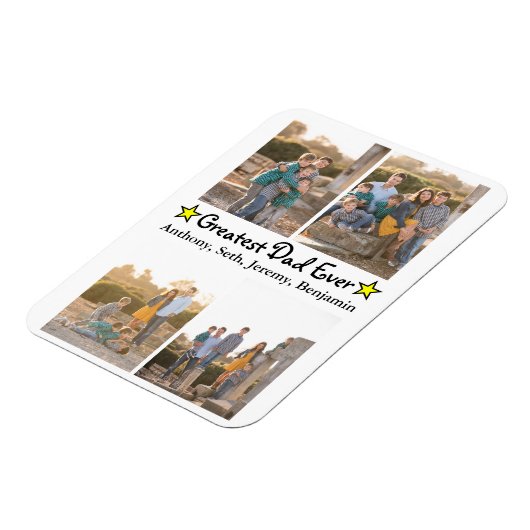 Aangepast 4 Foto groot pap ooit Vaderdag Magneet (Linkerzijde)