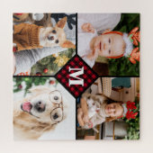 Aangepast 4 foto-monogram rood buffel legpuzzel (Horizontaal)