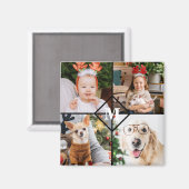 Aangepast 4 foto-monogram rood buffel magneet (Voorkant / Achterkant)