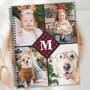 Aangepast 4 foto-monogram rood buffel notitieboek