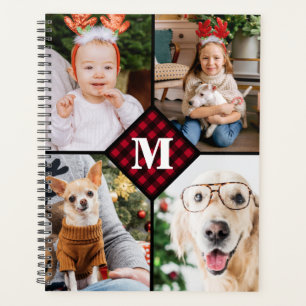 Aangepast 4 foto-monogram rood buffel planner