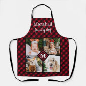 Aangepast 4 foto-monogram rood buffel schort (Voorkant)