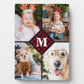 Aangepast 4 fotocollage rood speldenmonogram fotoplaat (voorkant)