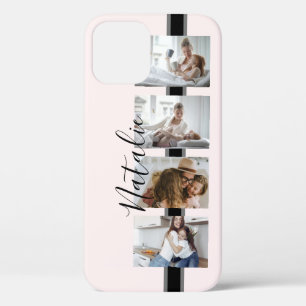 Aangepast 4 Instagram Foto's Filmstrip Blush Pink iPhone 12 Hoesje