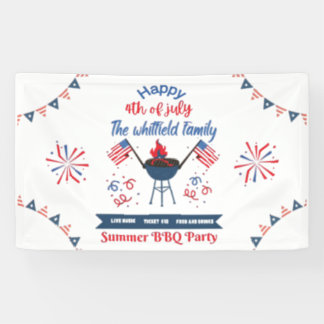 Aangepast 4 juli Familie Zomer BBQ Party Banner