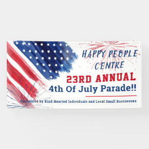 Aangepast 4 juli Parade Red White Blue Spandoek