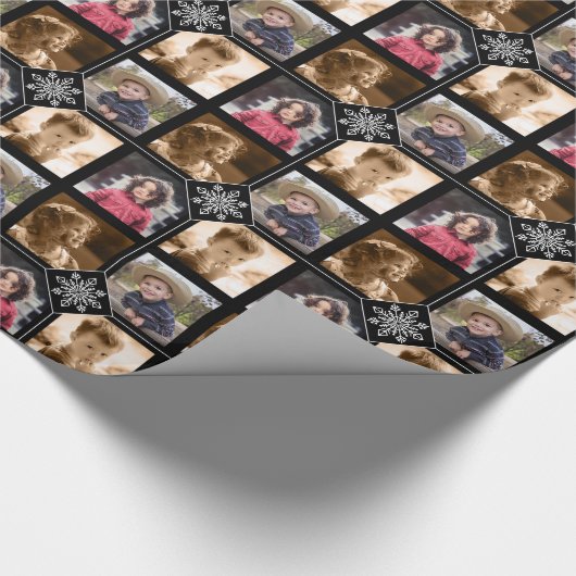 Aangepast 4 Kerstmis met fotocollage Snowflake Cadeaupapier (Hoek)