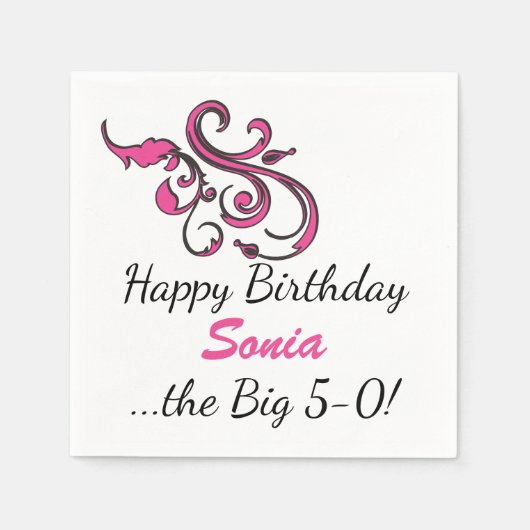 Aangepast 50e verjaardag Roze zwaluwpapier Napkins Servetten (Voorkant)