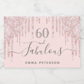 Aangepast 60 fabelachtige verjaardagscultuur roos  sparkling wijnetiket (Enkel label)