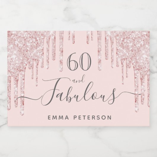 Aangepast 60 fabelachtige verjaardagscultuur roos sparkling wijnetiket (Enkel label)