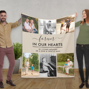 Aangepast 6 Foto in Loving Memory Beige Fleece Deken