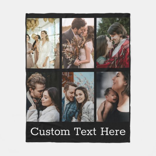 Aangepast 6-serie Aangepast fotocollage (zwart) Fleece Deken (Voorkant)