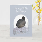Aangepast 70e verjaardag "Old Coot" Funny Bird Hum Kaart (Gele Bloem)