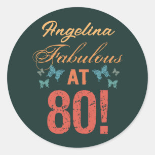 Aangepast 80e verjaardag Fabulous Ronde Sticker