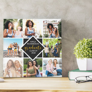 Aangepast 8 Foto Collage Gold Afstuderen Afstudere Canvas Afdruk