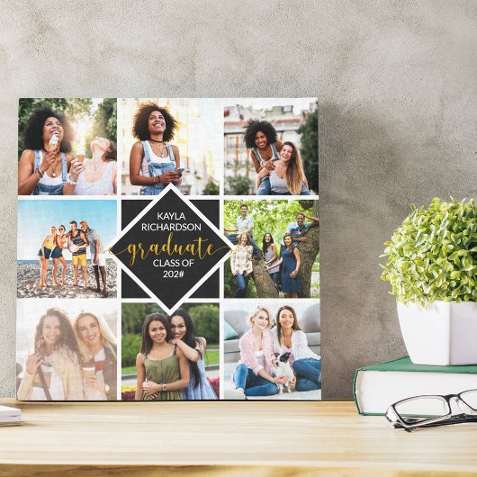 Aangepast 8 Foto Collage Gold Afstuderen Afstudere Canvas Afdruk