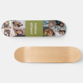 Aangepast 8 Fotocollage Aangepaste naam groen Skateboard (Horizontaal)