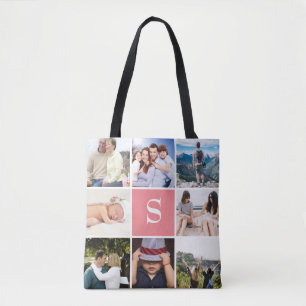 Aangepast 8 fotocollage Blush Pink Monogramed Draagtas