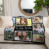 Aangepast 8 fotocollage zwart fleece deken
