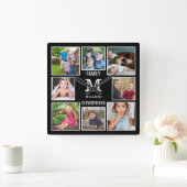 Aangepast 8 Monogram zwart voor foto-inklage famil Vierkante Klok (Huis)