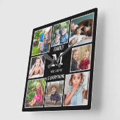 Aangepast 8 Monogram zwart voor foto-inklage famil Vierkante Klok (Hoek)