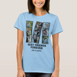 Aangepast 9 Foto collage & naam Beste Vriend Forev T-shirt