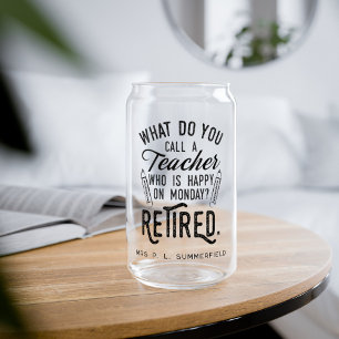Aangepast aandenken voor pensioenfeest gepensionee blikvorm glas