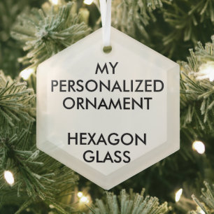 Aangepast aangepast 3-inch HEXAGON GLASS-ORNAMENT Glas Ornament