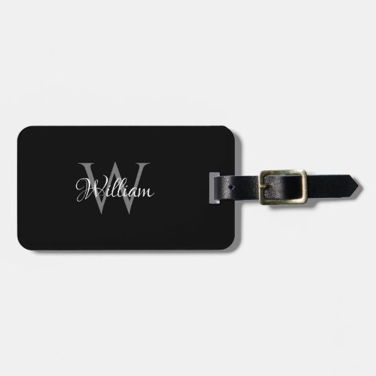 Aangepast, aangepast Initiaal-script monogram Bagagelabel (Voorkant horizontaal)