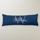 Aangepast, aangepast Initiaal-script monogram Lichaamskussen (Voorkant)