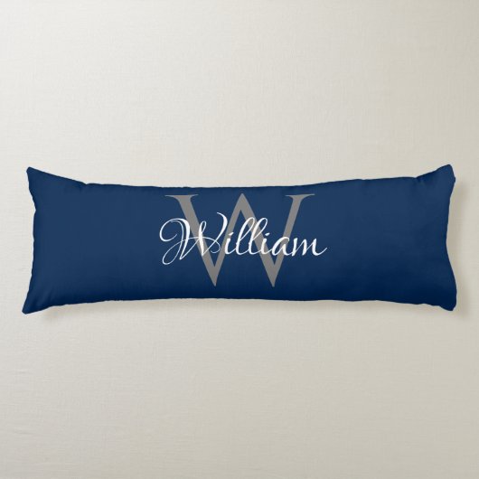 Aangepast, aangepast Initiaal-script monogram Lichaamskussen (Voorkant)