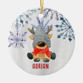 Aangepast aangepast kerstrenrendierprogramma voor keramisch ornament (Voorkant)