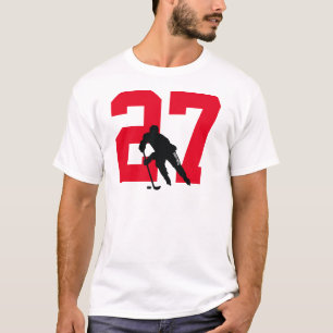 Aangepast, aangepast nummer van Hockey Player rood T-shirt